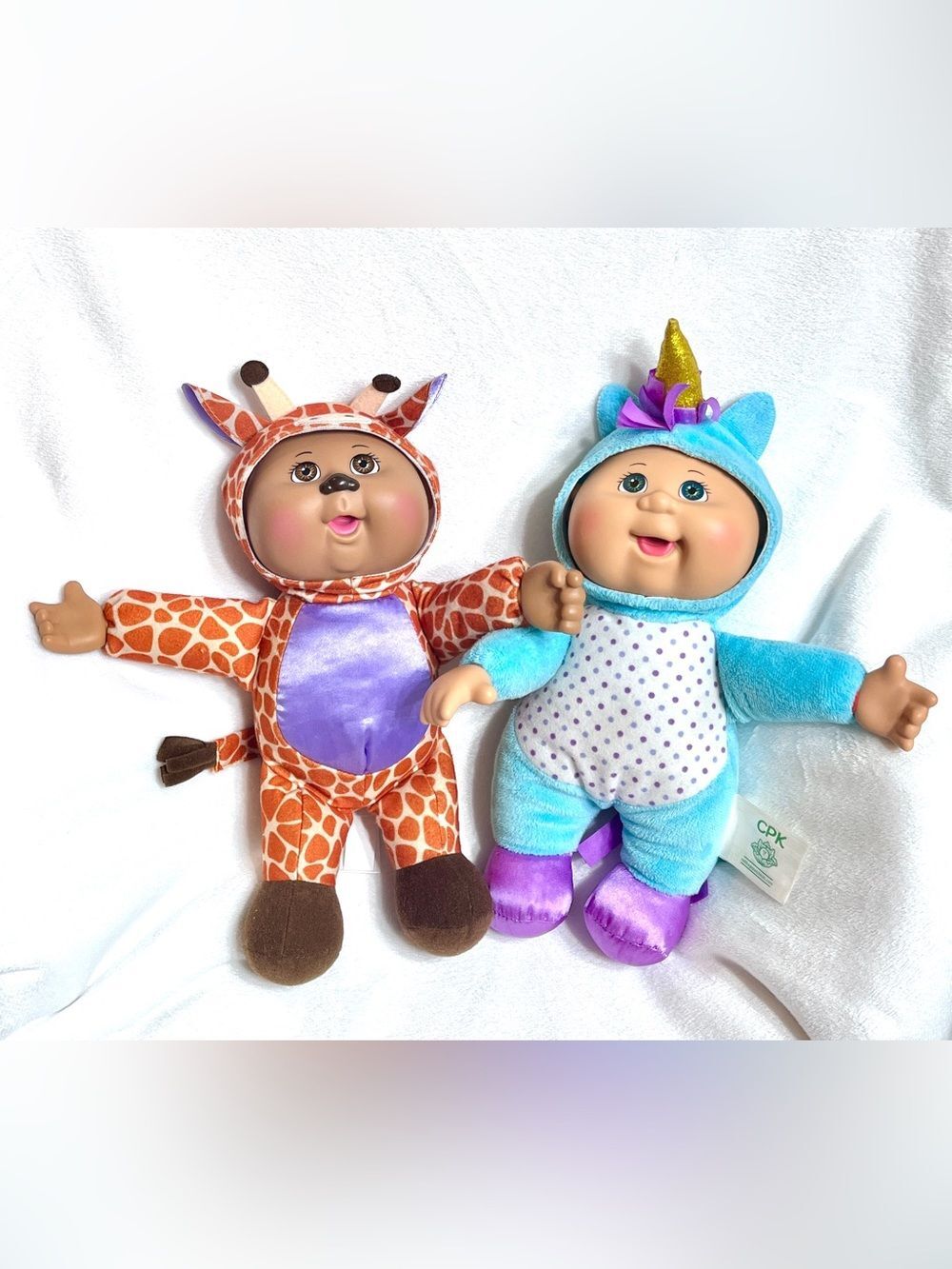 Cabbage Patch Kids Cuties Plush Dolls Lot of 2 Serena Giraffe & Pipa Unicorn